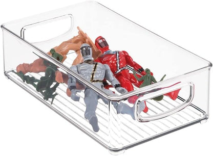 mDesign Small Plastic Baby Nursery and Food Organizer -Storage Holder Bin with Handles for Closet, Cupboard, Cabinet, Drawers, Shelves - Holds Canned Food, Bottles, Formula - Ligne Collection, Clear