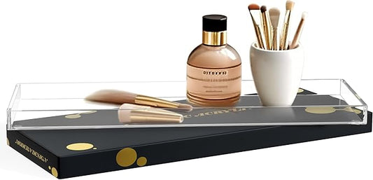 Vanity Tray with Gift Box - Acrylic Makeup Organizer for Jewelry Tray, Perfume Tray & Drawer Organizer. Strong & Durable Small Vanity Clear Organizer for Bathroom, Office & Home Decor.