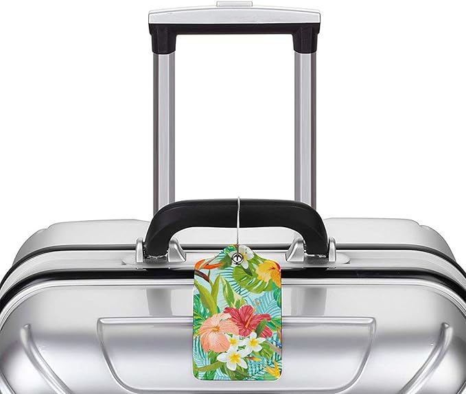 Set of 2 Luggage Tag for Suitcases Tie dye PU Leather Luggage Tag with Full Back Privacy Name ID Card Fun Laggage Tags