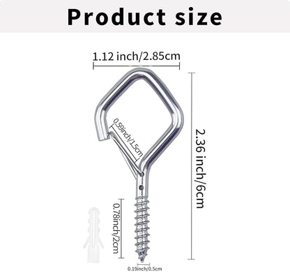 10 PCS Eye Screw Hooks for Hanging Heavy Duty with Safety Buckle.Metal Ceiling Hooks for Hanging Plants,Cup,Wind Chime,Bird Feeders,christmas String Lights at Indoor&Outdoor,2.36 Inch(No Drill Bit)