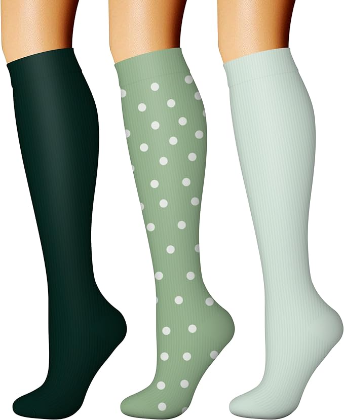 CHARMKING Compression Socks for Women & Men Circulation (3 Pairs) 15-20 mmHg is Best Support for Athletic Running Cycling