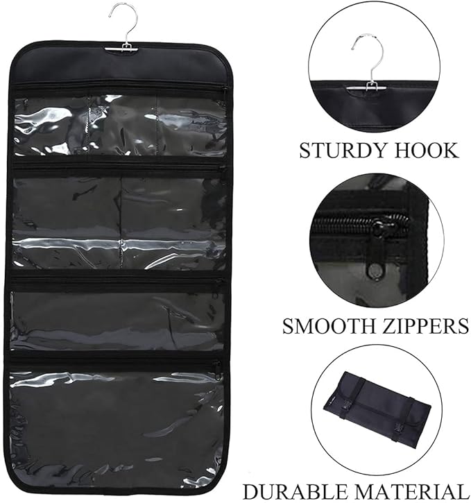 Foldable Clear Hanging Travel Toiletry Bag Cosmetic Organiser Storage