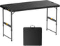 FanttikOutdoor 4ft Portable Folding Table, One-Handed Height Adjustment, 4 Heights, Gravity Lock, Carry Handle, Indoor Outdoor Heavy Duty Fold-in-Half Utility Table, Party, 1 Pack, Black Zeta X4 Pro