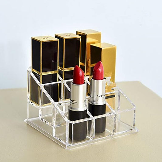 Lipstick Holder 9 Spaces Lipgloss Organizer, 3 Rows - Nail Polish Organizer Makeup Holder & Cosmetics Storage Display