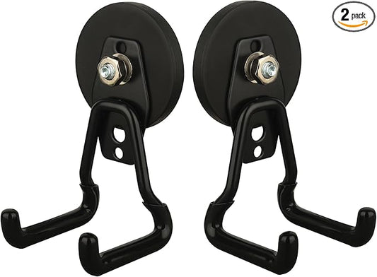 MUTUACTOR New Upgraded Strong Magnetic Hooks,2-Pack Unique Heavy Duty Magnetic Hook for Hanging,20lbs Anti-Scratch Magnet Storage Hook for Storing Cordless Impact Drivers Trailer Cord Garage Tools