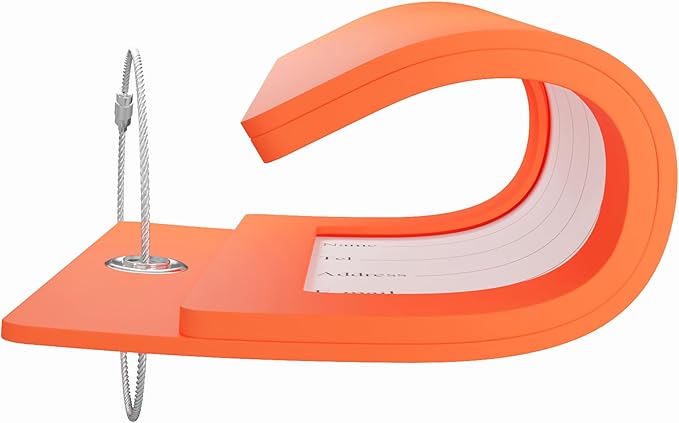 Gostwo 2 Pack Luggage Tags for Suitcases, 26 Initial Letter Travel Luggage Baggage Identification Labels ID Tag Fully Bendable Tags with Stainless Steel Loop (Orange) (Letter F)