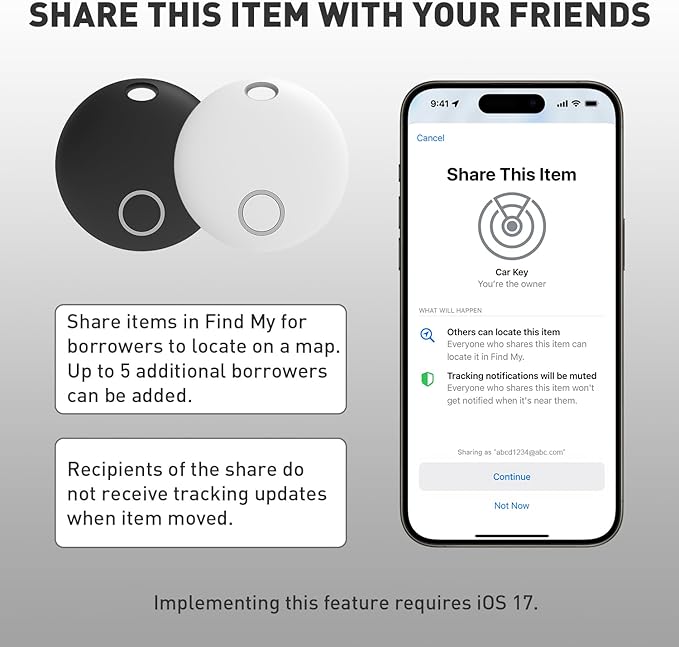 Air Tracker Tags-4 Pack [Apple MFi Certified] (iOS Only), Smart Bluetooth Tracker, Compatible with Apple Find My, Item Locator for Keys, Luggage, Wallet, Suitcase, Bags, IP67 Waterproof