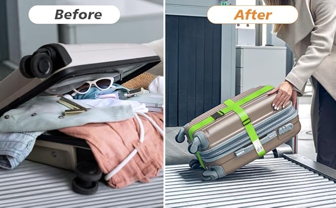 BILIONE Luggage Straps TSA Approved Add a Bag Premium Accessory for Travel Bag Closure (Mixed Color, 4)