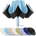 Bodyguard Inverted Umbrella - Large Windproof for Rain & Sun, Compact Reverse With Reflective Stripe, Teflon-Coated for Women Men, Travel Folding With Cover Bag