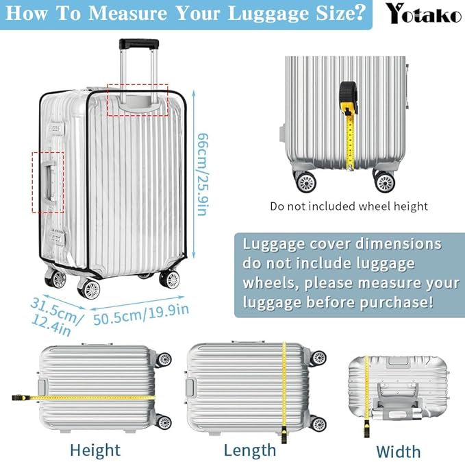 Yotako Clear PVC Suitcase Cover Protectors 28 Inch Luggage Cover for Wheeled Suitcase 28''