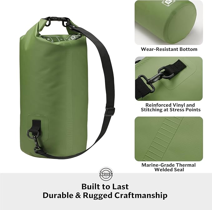 STOVER 5/10/25/30/40/55L Waterproof Backpack- Floating Dry Bag for Kayaking, Travel, Beach, Hiking, & Camping, Men/Women