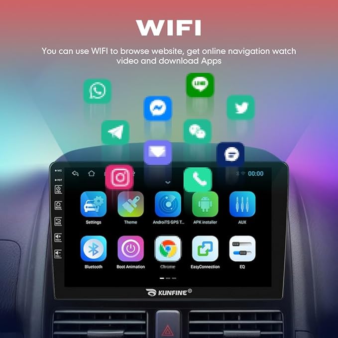 Kunfine Car CarPlay Android Auto Navigation Stereo GPS Radio Reverse Camera Display 9" IPS Touchscreen Headunit Tablet Pad Media Player for Subaru Forester 2007-2013, if Applicable Quad Core 2G+64G