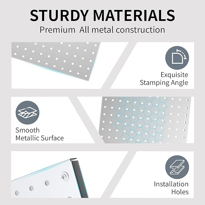 Pegboard Wall Organizer 4 PCS 24" x 12" Silvery Peg Board Metal Pegboard Panels for Garage Tool Storage