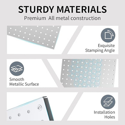 Pegboard Wall Organizer 4 PCS 24" x 12" Silvery Peg Board Metal Pegboard Panels for Garage Tool Storage