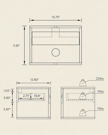 Mid Century Modern Floating Nightstand, Wall Mounted End Table with Drawer and Open Compartment Wooden Bedside Night Stand Small Storage Cabinet for Bedroom, Light Oak