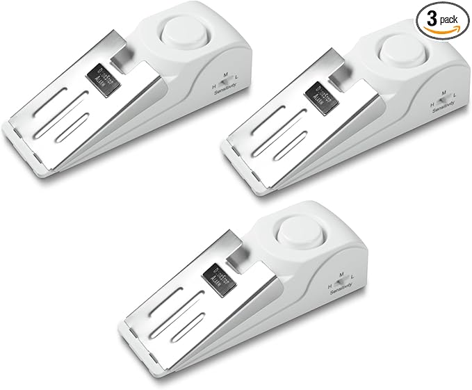 Portable Door Stop Alarm, No Installation Required, Provides Security for Home, Hotel and Traveling(3 Pack Door Stop)