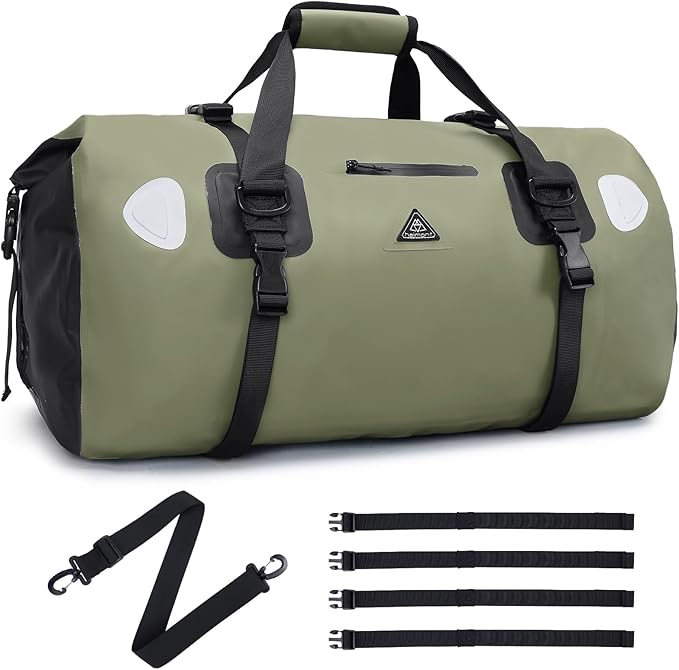 Haimont Waterproof Duffel Bag Roll-top Dry Duffel Bag with Quick-fixed Straps for Motorcycling, Rafting, Boating, SUP, Kayaking, Travel, 50L/70L