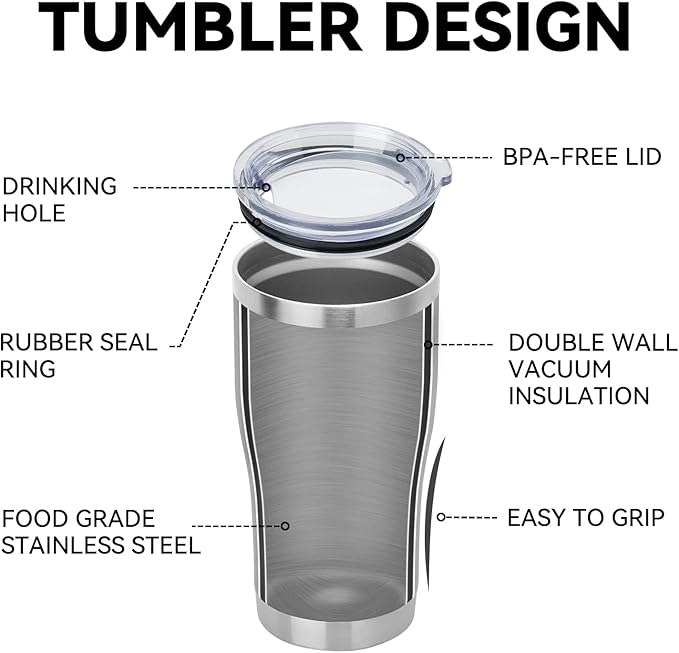 DOMICARE 20oz Tumbler with Lid Stainless Steel Tumblers Bulk, Double Wall Vacuum Insulated Coffee Travel Mug, 12 Pack Stainless Steel