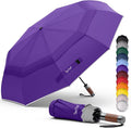 Royal Walk Windproof Folding Travel Umbrella Compact and Strong Luxurious Real Wood Handle Automatic Open Close Vented Double Canopy for Men and Women