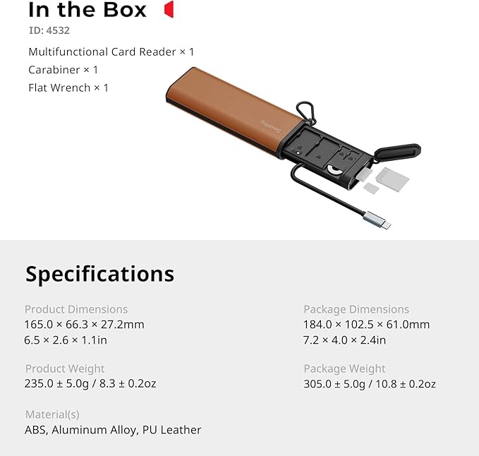 SmallRig Multifunctional Card Reader & Card Holder (CFexpress Type B), with Slot for AirTag, High-Speed Memory Card Reader for SD, SDXC, Micro SD, SDHC, 3 Card Read Simultaneously, 9 card slots - 4532