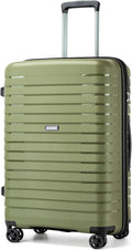 Kono 24 Inch Expandable Luggage Suitcase with Spinner Wheels, Durable Hardside Checked Luggage with Hidden Cup Holder, Lightweight Hard Shell Medium Suitcase with TSA Lock(Green)