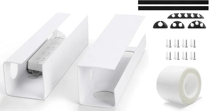 ZhiYo 2 Pack Large Capacity Cable Management Tray, Under Desk Cable Tray 31.5in(2X L15.7in), PVC Standing Desk Cord Management Ideas, Cable Organizer for Office and Home - White