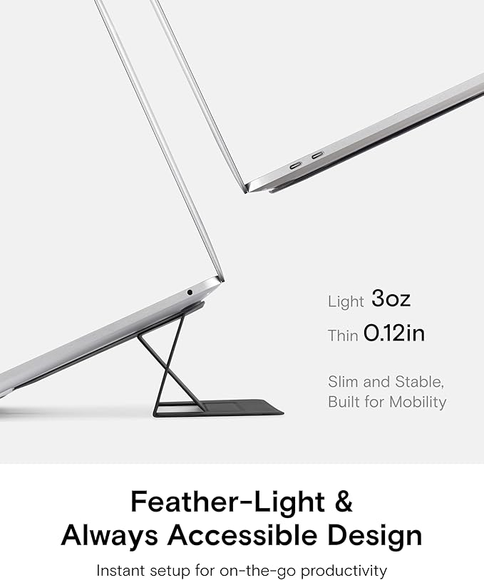 MOFT Laptop Stand for Desk, Adhesive Laptop Stand with 2 Adjustable Viewing Angles, Foldable and Portable Computer Stand Compatible with MacBook Air, MacBook Pro 11"-16", Silver