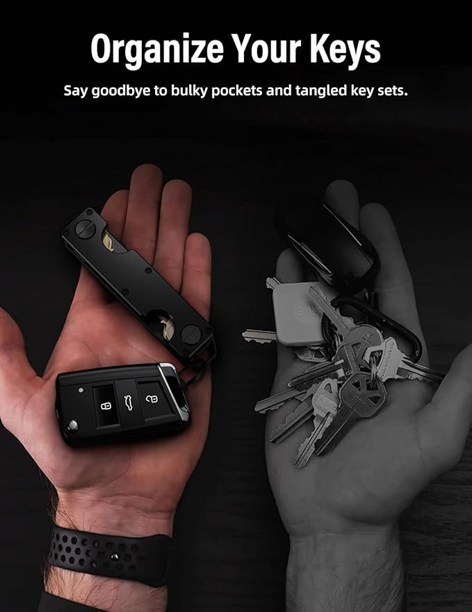 Key Organizer Key Holder Compact Key Case Minimalist Metal Key Chain Key Holder for Keychain Secures 8-10 Keys EDC