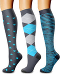 CHARMKING Compression Socks for Women & Men Circulation (3 Pairs) 15-20 mmHg is Best Support for Athletic Running Cycling