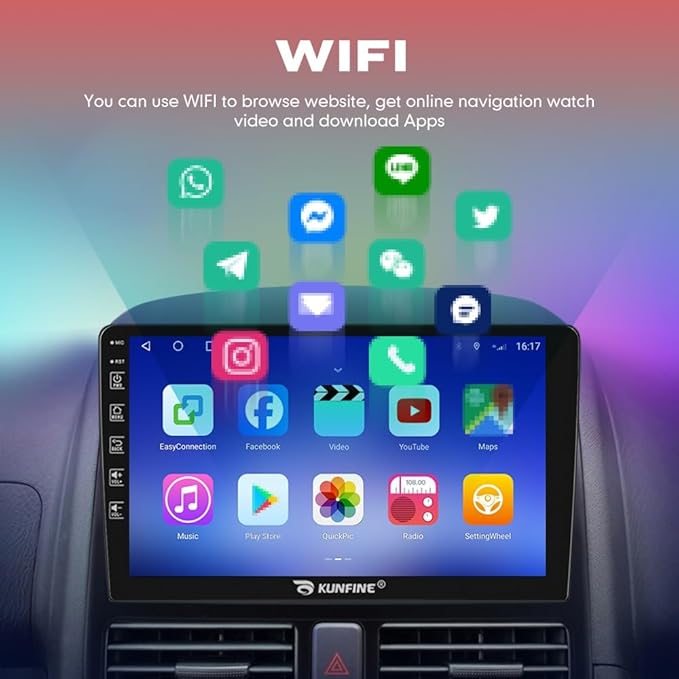 Kunfine Car CarPlay Android Auto Navigation Stereo GPS Radio Reverse Camera Display 9" IPS Touchscreen Headunit Tablet Pad Media Player for Subaru Forester 2007-2013, if Applicable Octa Core 4G+64G