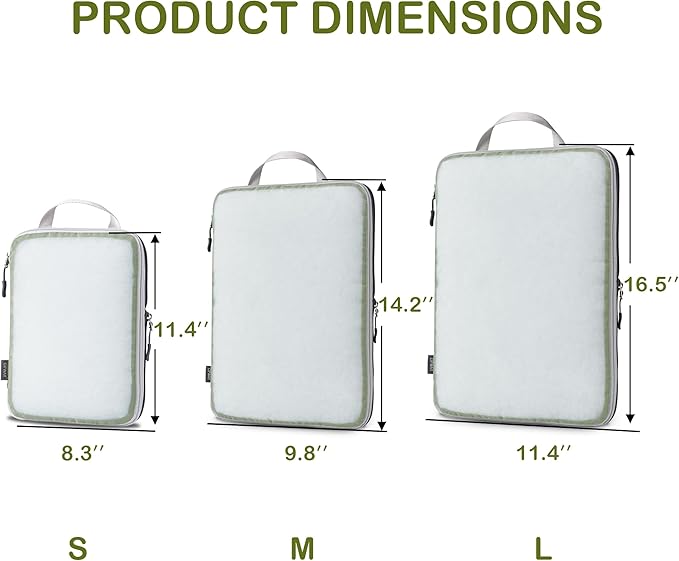 Cipway Mesh Compression Packing Cubes, Ultralight See Through Luggage Organizer Bags, Travel Essentials for Carry on Suitcase（3 Pcs,Green）