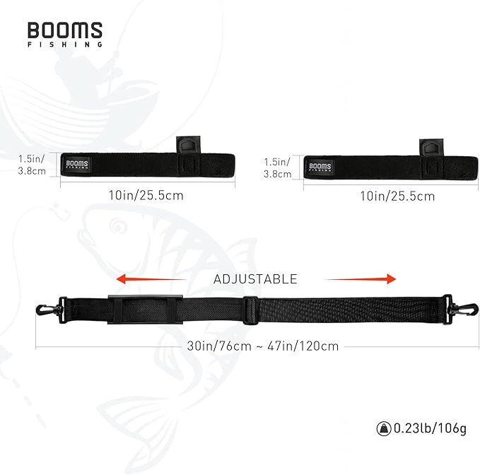 Booms Fishing RS4 Rod Carrier Strap Sling Shoulder Belt, Black
