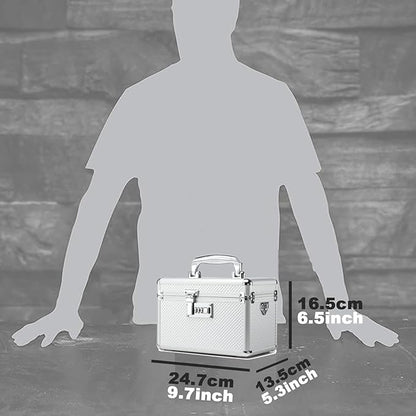 Storage Lock Box with Combination code, Lockable Medicine Storage Case, Empty First Aid Box, Security Lock Box, Multipurpose Lockbox for Home and Outdoor Use (Silver, Small)