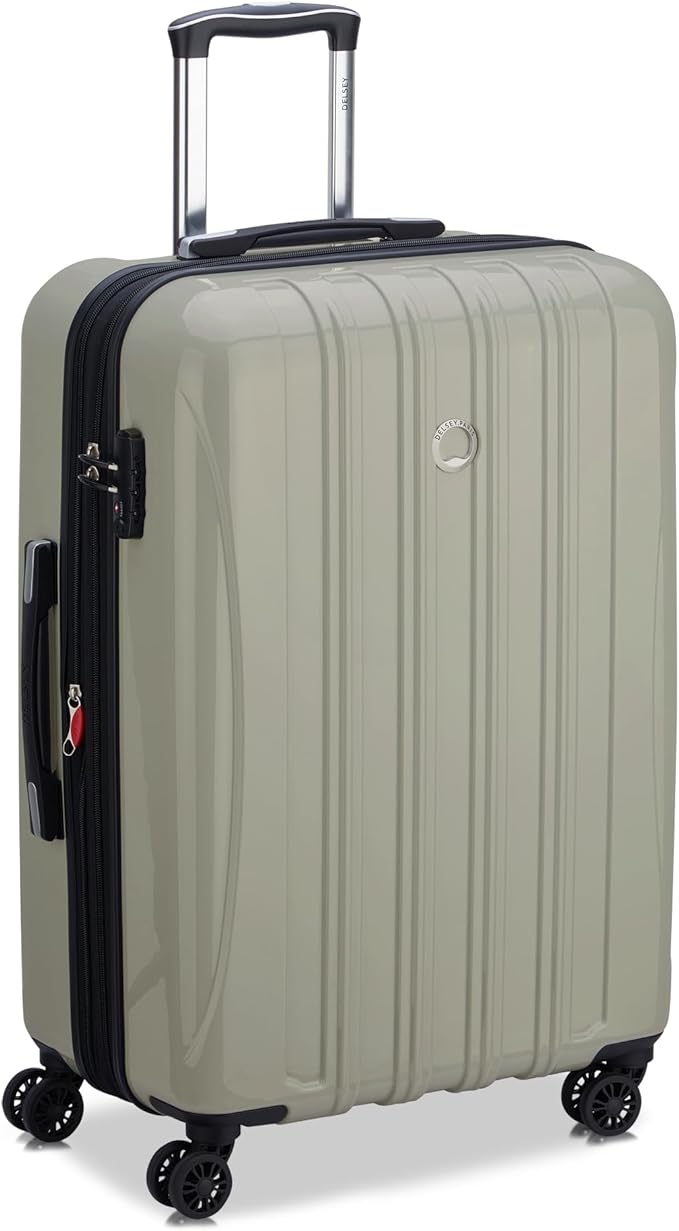 DELSEY PARIS Helium Aero Hardside Expandable Luggage with Spinner Wheels, Latte, Checked-Medium 24 Inch