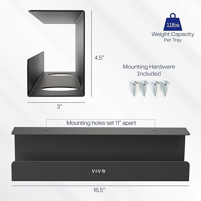 VIVO Under Desk 17 inch Cable Management Trays, Power Strip Holders, Cord Organizers, Wire Tamers for Office and Home, Black, 2 Pack, DESK-AC06-2C
