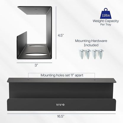 VIVO Under Desk 17 inch Cable Management Trays, Power Strip Holders, Cord Organizers, Wire Tamers for Office and Home, Black, 2 Pack, DESK-AC06-2C