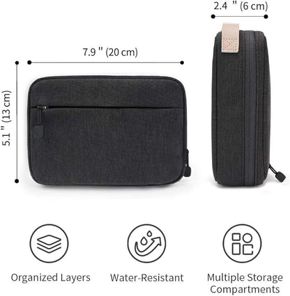 pack all Electronic Organizer, Cable Organizer Bag, Cord Travel Organizer for Cables, Chargers, Phones, USB cords, SD Cards (Black)