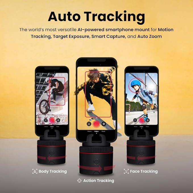 Pivo Pod Classic Auto Tracking Phone Holder, Face & Body Tracker, 360° Rotation, Stand for Content Creation with Remote Control, Smart Mount and Travel Case