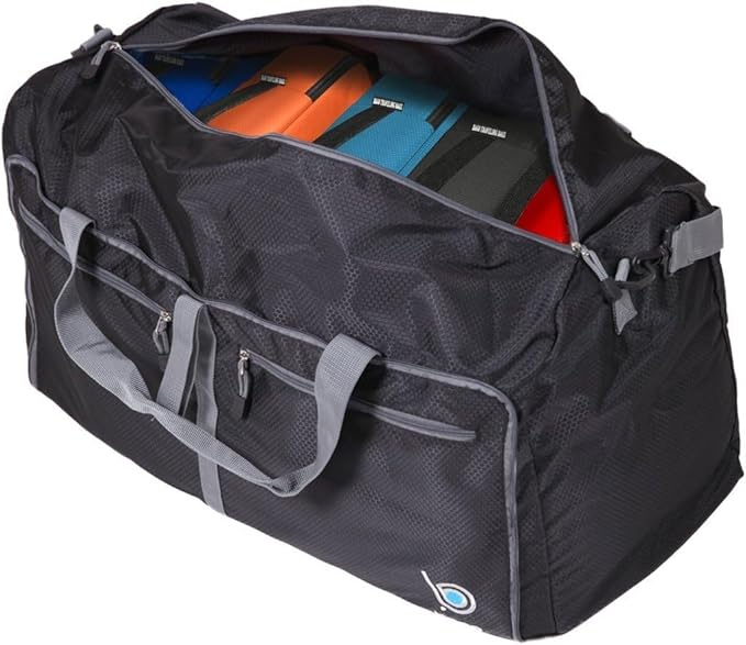 Bago Foldable Duffel Bags for Traveling Women & Men - 60L Medium Packable Duffle Bag for Travel with Shoe Compartment - Water Repellant, Heavy Duty, Lightweight Folding & Collapsible (Red)