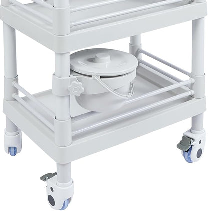 Medical Mobile Trolley Cart, Salon Storage Cart Movable Organizer Rolling Beauty Organizer Trolley 2 Foot-Operated Locking Castors 3 Open-Fronted Drawers 2 Waste Bins 176.37 Lbs Load Capacity