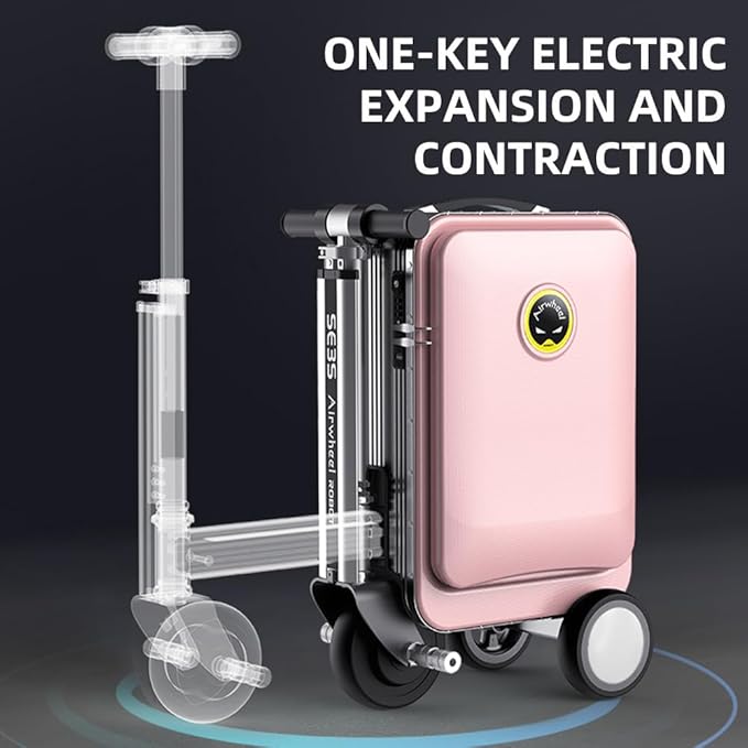 Airwheel SE3S Smart Rideable Suitcase Electric Luggage Scooter For Travel (pink)