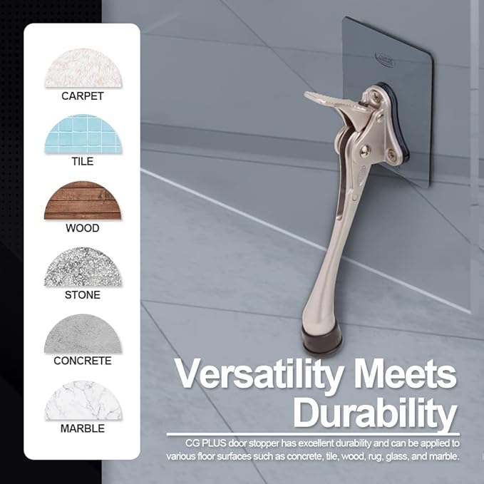 One-Touch Doorstop Adhesive Bracket (Black, 6inch x 1pack)