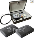 SEPOX® 2Pcs Water/Fire-Resistant Portable Security Case Lock Box Steel, Personal Travel Safe Storage Cabinet for Small Item, 3-Ft Cable, Ressetable Combination Lock for Dorm, Car, Sports, Office