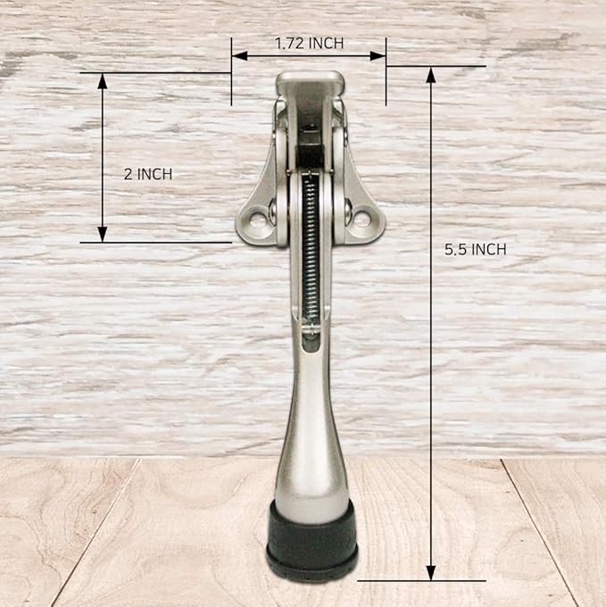 Door Stopper, One-Touch semi-Automatic Metal Door Stopper, with Non-Slip Rubber Tip for Wood, Concrete, Tiled, and Carpeted Floors (4inch x 2pack, Gold)