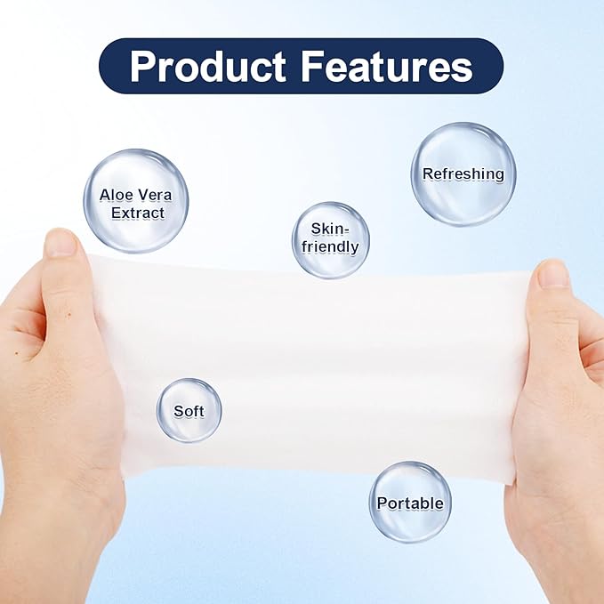 100 Pcs Wet Wipes Individually Wrapped, Aloe Vera Hand Wipe, Disposable Skin Cleansing Wipes, Travel Size Wipes Bulk for Hands, Butt, Daily Use, Restaurant, Barbecue (100 PCS)