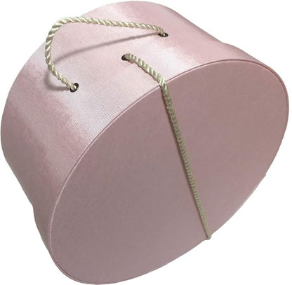 Sarah's Hat Boxes Classic Pink Hat Box – 14.75" x 7.5" (Dia. x Ht.) Handmade in USA – Odorless Non-Toxic Adhesive, Cording Handle – Premium Storage for Hats & Accessories