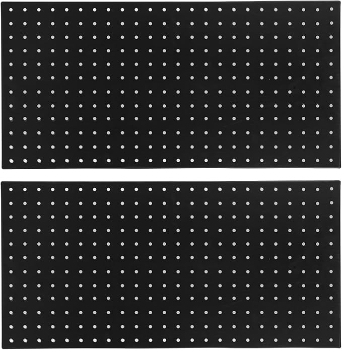 LiebeWH Metal Pegboard Wall Organizer 2 Panels 24x12 Inch Black Heavy Duty Peg Board for Garage Tool Storage