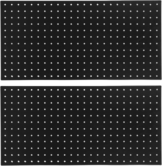 LiebeWH Metal Pegboard Wall Organizer 2 Panels 24x12 Inch Black Heavy Duty Peg Board for Garage Tool Storage