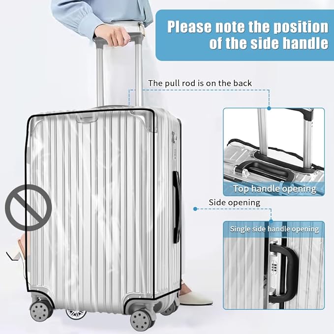 Yotako Clear PVC Suitcase Cover Protectors 24 Inch Luggage Cover for Wheeled Suitcase 24''