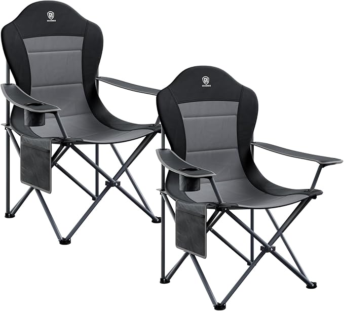 EVER ADVANCED Camping Chairs, Lawn Chairs Outdoor Sports Chairs, Folding Chair Camping Chairs for Adults, Supports 400lbs